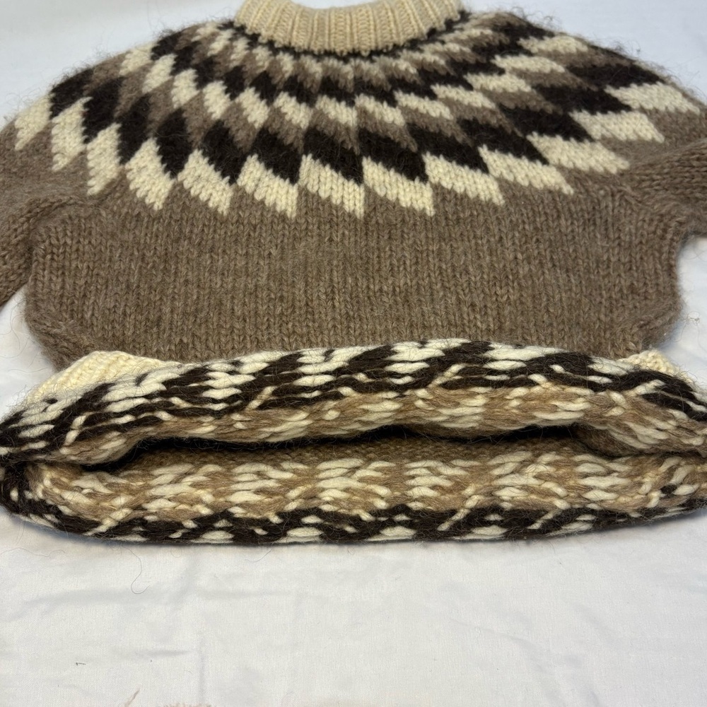 Vintage Icelandic Wool Sweater Nordic Fair Isle Fisherman Knit Cozy Oversized - Picture 9 of 9